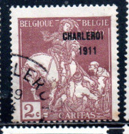 BELGIQUE BELGIE BELGIO BELGIUM OVERPRINTED 1911 CHARLEROY CHARITY CARITAS ST. MARTIN OF TOURS DIVIDING HIS CLOAK 2c USED - 1910-1911 Caritas