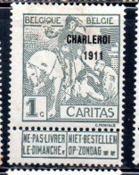 BELGIQUE BELGIE BELGIO BELGIUM 1911 CHARLEROY CHARITY CARITAS ST. MARTIN OF TOURS DIVIDING HIS CLOAK WITH A BEGGAR 1c MH - 1910-1911 Caritas