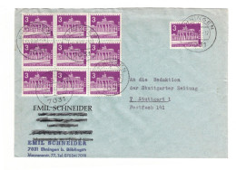 1961, 3 Pf. Bauten 10-mal Auf Fernbrief Von Ehingen Nach Berlin - Zusammendrucke