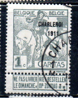 BELGIQUE BELGIE BELGIO BELGIUM OVERPRINTED 1911 CHARITY CARITAS ST. MARTIN OF TOURS DIVIDING HIS CLOAK 1c USED - 1910-1911 Caritas