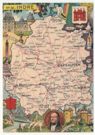 CPSM - INDRE - Carte Du Département De L'Indre - Blondel La Rougery édit. - 1946 - Autres & Non Classés