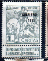BELGIQUE BELGIE BELGIO BELGIUM 1911 CHARLEROY CHARITY CARITAS ST. MARTIN OF TOURS DIVIDING HIS CLOAK WITH A BEGGAR 1c MH - 1910-1911 Caritas