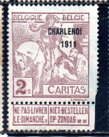 BELGIQUE BELGIE BELGIO BELGIUM OVERPRINTED 1911 CHARITY CARITAS ST. MARTIN OF TOURS DIVIDING HIS CLOAK 2c USED - 1910-1911 Caritas
