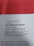 Doodsprentje Adolphine Van Poucke / Lochristi 14/7/1905 Gent 1/4/1975 ( Maurice Theophiel De Wilde ) - Religion & Esotérisme