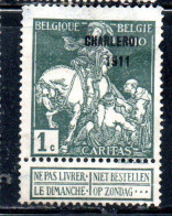 BELGIQUE BELGIE BELGIO BELGIUM OVERPRINTED 1911 CHARITY CARITAS ST. MARTIN OF TOURS DIVIDING HIS CLOAK 1c MH - 1910-1911 Caritas