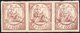 ESPAGNE / ESPANA - COLONIAS (serie Conjunta) 1865 Sello Fiscal "DERECHO JUDICIAL" Tira 3x 5R Castaño- Nuevo **/* - Kuba (1874-1898)