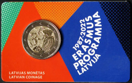 LE20022.4 - COINCARD LETTONIE - 2022 - 2 Euros Comm. 35ans Du Programme Erasmus - Latvia