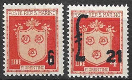 SAN MARINO - 1947 - STEMMA SOPRASTAMPATI-SERIE 2 VALORI - NUOVA MNH**(YVERT 288\9- MICHEL 376\7  - SS 310\1) - Unused Stamps