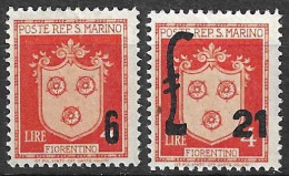 SAN MARINO - 1947 - STEMMA SOPRASTAMPATI-SERIE 2 VALORI - NUOVA MNH**(YVERT 288\9- MICHEL 376\7  - SS 310\1) - Nuovi