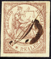 ESPAGNE / ESPANA - COLONIAS (serie Conjunta) 1865 Sello Fiscal "DERECHO JUDICIAL" 5R Castaño - Usado A Pluma - Kuba (1874-1898)