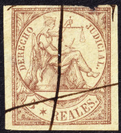 ESPAGNE / ESPANA - COLONIAS (serie Conjunta) 1865 Sello Fiscal "DERECHO JUDICIAL" 5R Castaño - Usado A Pluma - Defectos - Kuba (1874-1898)