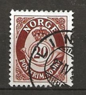 Norway 1951 Posthorn   20 øre Brown. Mi 356 Cancelled(o) - Used Stamps