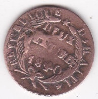 Haïti . 2 Centimes 1840 An 37 , Fautée "4" à L'envers De 1840, En Cuivre, KM# A22 - Haïti