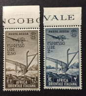 1938 - Africa Orientale Italiana - Espresso Lire 2 + 2,50  - Posta Aerea - Nuovi - A1 - Italiaans Oost-Afrika