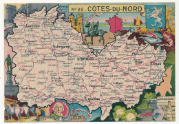 CPSM - CÔTES-DU-NORD - Carte Du Département Des Côtes-du-Nord - Blondel La Rougery édit. - 1945 - Autres & Non Classés