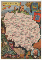 CPSM - CREUSE - Carte Du Département De La Creuse - Blondel La Rougery édit. - 1945 - Sonstige & Ohne Zuordnung