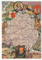 CPSM - DORDOGNE - Carte Du Département De Dordogne - Blondel La Rougery édit. - 1945 - Andere & Zonder Classificatie