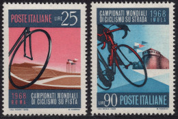 Italia / Italia 1968 Correo 1017/18 **/MNH Campeonato De Ciclismo (2 Sellos)  - 1961-70: Mint/hinged
