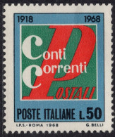 Italia / Italia 1968 Correo 1028 **/MNH Cincuentenario De Las Cuentas Corriente - 1961-70: Mint/hinged