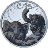 Tuvalu, Elizabeth II, 50 Cents - 1/2 Oz, Snow Leopard, 2016, Colorized.Proof - Tuvalu