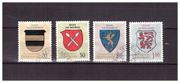 LIECHTENSTEIN   . N °  399 / 402  .  SERIE  ARMES  NOBLES     OBLITEREE    .  SUPERBE . - Oblitérés