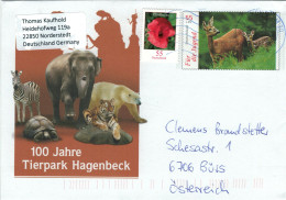 Ganzsache 100 Jahre Tierpark Hagenbeck - Reh - Klatschmohn - Elephant Zebra Schildkröte Tiger Eisbär BZ20 - Private Covers - Used