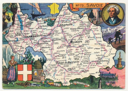 CPSM - SAVOIE - Carte Du Département De Savoie - Blondel La Rougery édit. - 1945 - Andere & Zonder Classificatie