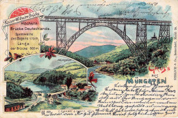 Müngsten - Kaiser Wilhelm-Brücke Mehrbild Litho Gel.1899 AKS - Remscheid