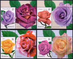 2022, Romania, Roses, Flowers, Plants (Flora), 4 Stamps+Label, MNH(**), LPMP 2367 - Ongebruikt