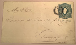 Ecuador 1893  „5 CENTAVOS“ Surch. In Green Under 1892 10c Postal Stationery Envelope Used H&G 8a (entier Cover Lettre - Equateur