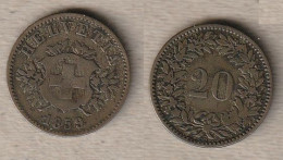 02136) Schweiz 20 Rappen 1859 --- Wappen --- - 20 Centimes / Rappen