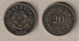 02141) Schweiz 20 Rappen 1858 --- Wappen --- - 20 Centimes / Rappen