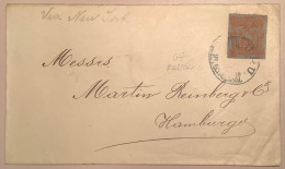 Ecuador 1893 10c Postal Stationery Cut Out Used As Postage Stamp On Cover To Hamburg  (entier Lettre UPU - Equateur