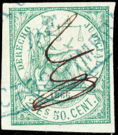 ESPAGNE / ESPANA - COLONIAS (Cuba) 1866 Sello Fiscal "DERECHO JUDICIAL" 2E50c Verde - Inutilizado A Pluma - Cuba (1874-1898)