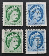 Canada 1954  USED  Sc 338as 341as    2c And 5c Corner Edges, Queen Elisabeth Wilding Portrait - Usati