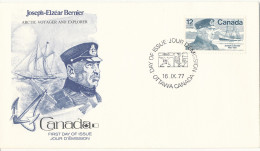 Canada FDC Ottowa 19-9-1977 Joseph-Elzear Bernier Wirth Cachet - 1971-1980