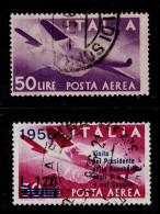 1142E- ITALY - 1945-56 -SC#:C113, C136 - USED - PLANES - Poste Aérienne