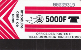 TOGO - Telecom Logo(light Red, Reverse Blanc), Second Issue 5000F, Used - Togo