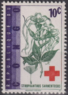 1963 Kongo - Kinshasa ** Mi:CD 119, Sn:CD 443, Yt:CD 495, Strophanthus Sarmentosus, Rotes Kreuz - Nuevos