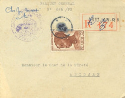 FRENCH WEST AFRICA  - 1952, REGISTERED STAMP COVER TO ABIDJAN. - Autres - Afrique