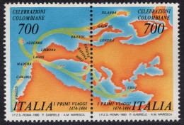 Italia / Italia 1990 Correo 1835/36 **/MNH Primer Viaje De Cristobal Colón (2 S - 1981-90: Neufs