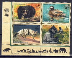 UNO Wien 2001 - Gefährdete Arten (IX) - Fauna, Nr. 327 - 330 Zd., Postfrisch ** / MNH - Neufs