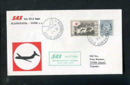 "NORWEGEN" 1972, SAS-Erstflugbrief Mit DC-9 "Oslo-Tunis" (80073) - Briefe U. Dokumente