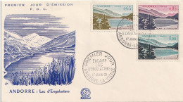 ANDORRE Poste 162 163 164 Premier Jour FDC Encamp Lac D'Engolasters 17 Juin 1961 (CV~70 €) - FDC