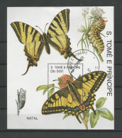 St Tome E Principe 1991 Christmas Butterflies S/S  Y.T. BF 113 (0) - Sao Tome Et Principe