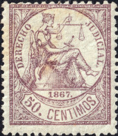 ESPAGNE / ESPANA - COLONIAS (Cuba Y Puerto Rico) 1867 Sello Fiscal "DERECHO JUDICIAL" 50c Lila - Nuevo* - Kuba (1874-1898)