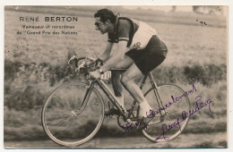 Photographie 9 X 14cm - René Berton, Vainqueur Du Grand Prix Des Nations - Signature Autographe à L'encre - Cyclisme