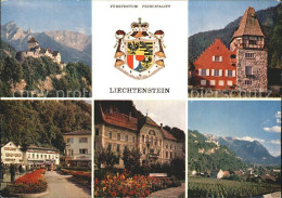 72346670 Vaduz Schloss Mit Wappen Residenz Des Fuersten Von Liechtenstein Rotes- - Liechtenstein