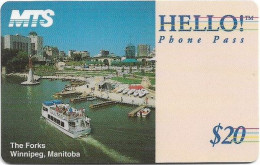 Canada - MTS - Hello! Phone Pass - The Forks, Winnipeg, Manitoba, 07.1994, Remote Mem. 20$, Used - Kanada