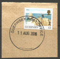 GREAT BRITAIN / GUERNSEY. 2016. £1 FISHING USED ON PIECE. - Guernesey